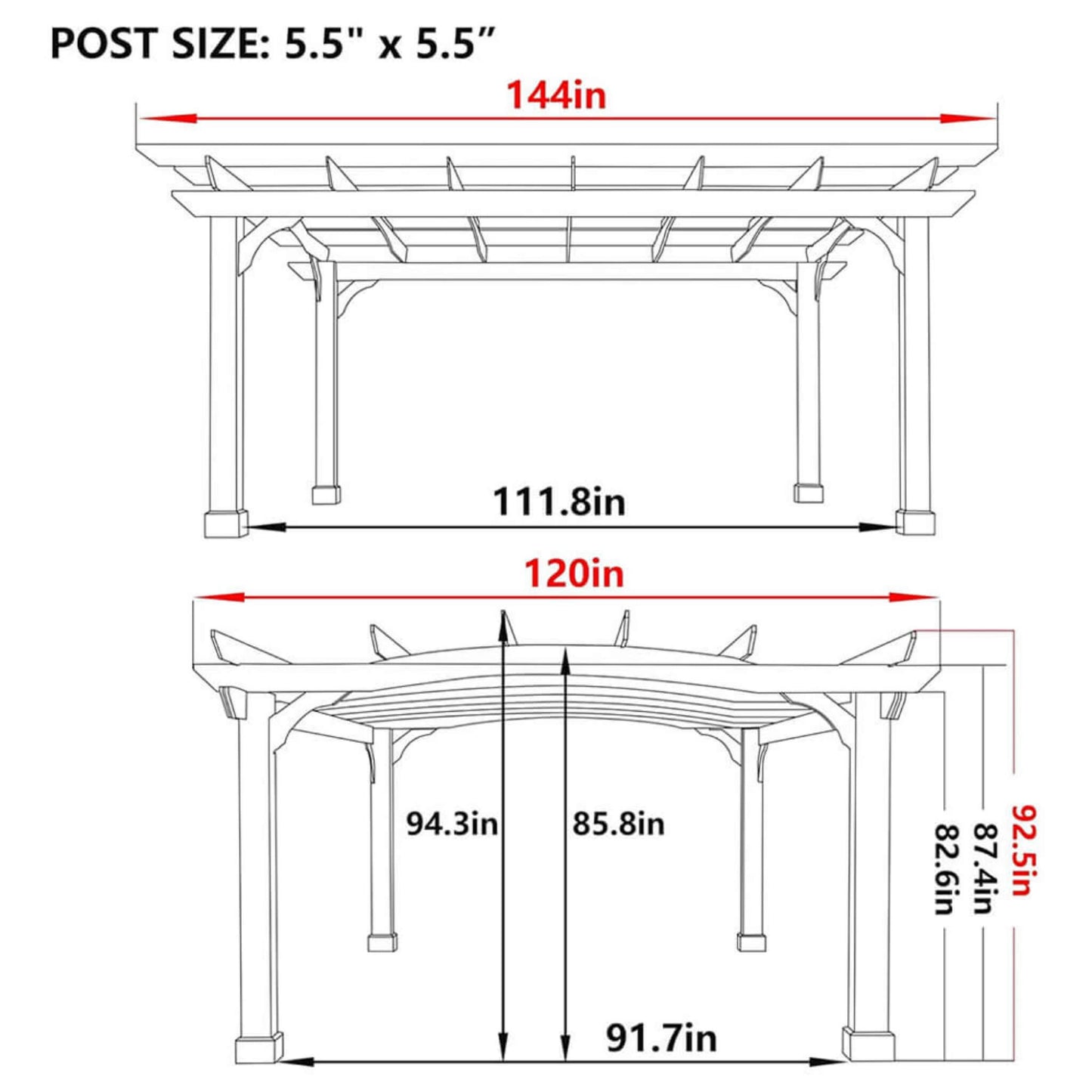 Alora 12x14 FT Luxury Cedar Wood Gazebo Pergola with Arched Roof