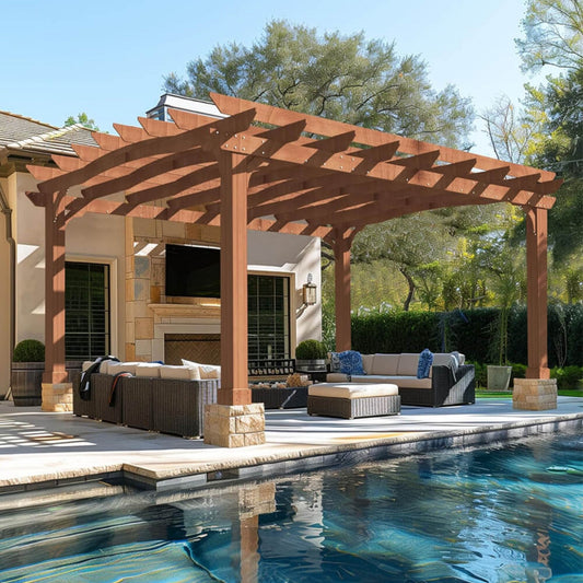 Alora 12x14 FT Luxury Cedar Wood Gazebo Pergola with Arched Roof