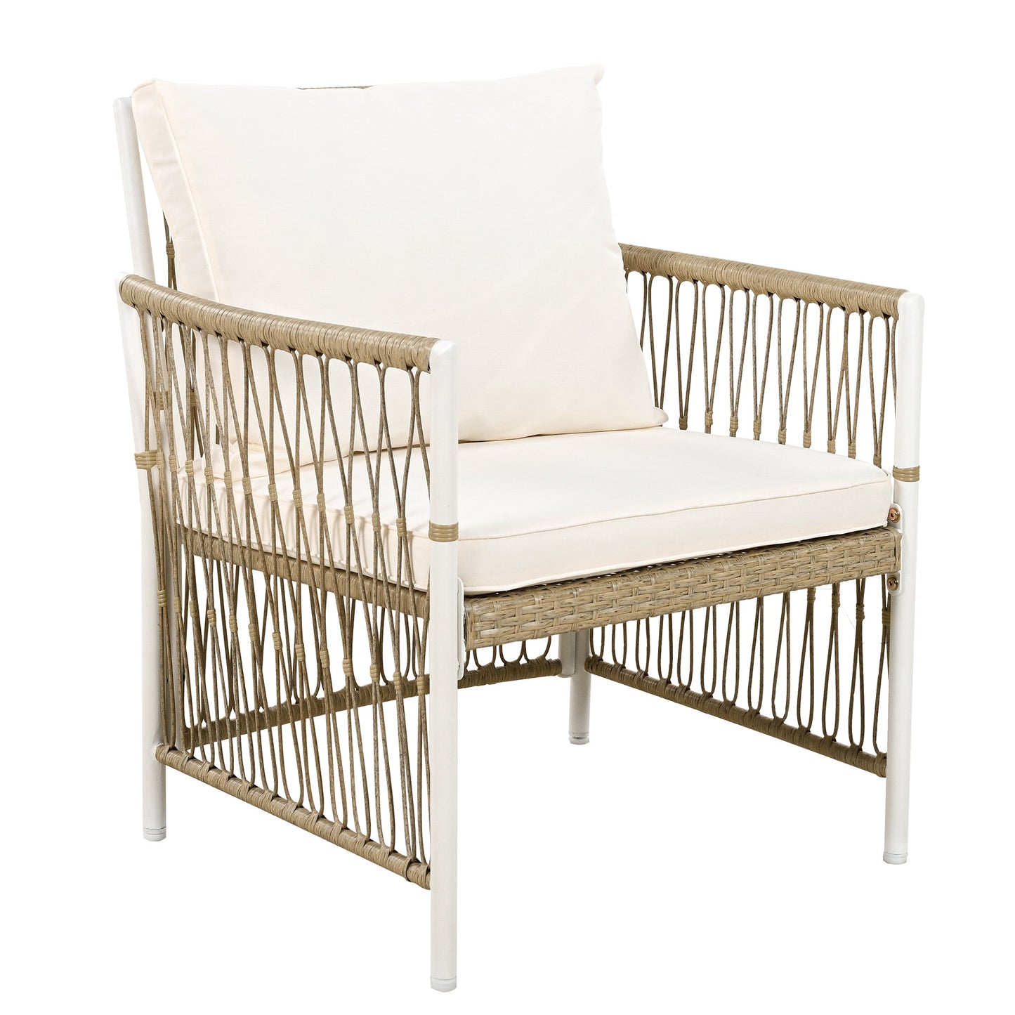 Outdoor Dining Set Acacia Wood PE Wicker Armchair 7 Piece Seats 6