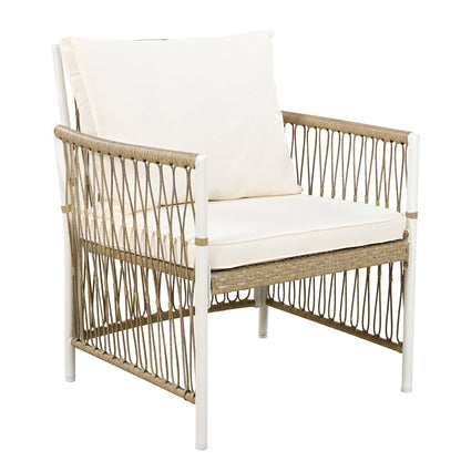 Outdoor Dining Set Acacia Wood PE Wicker Armchair 7 Piece Seats 6