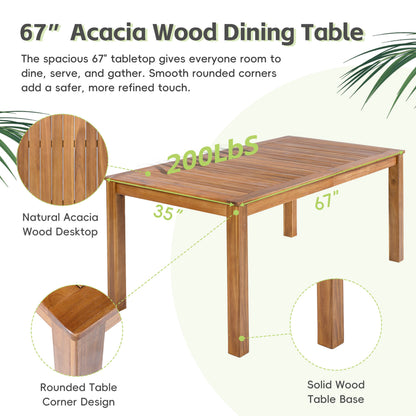 Outdoor Dining Set Acacia Wood PE Wicker Armchair 7 Piece Seats 6
