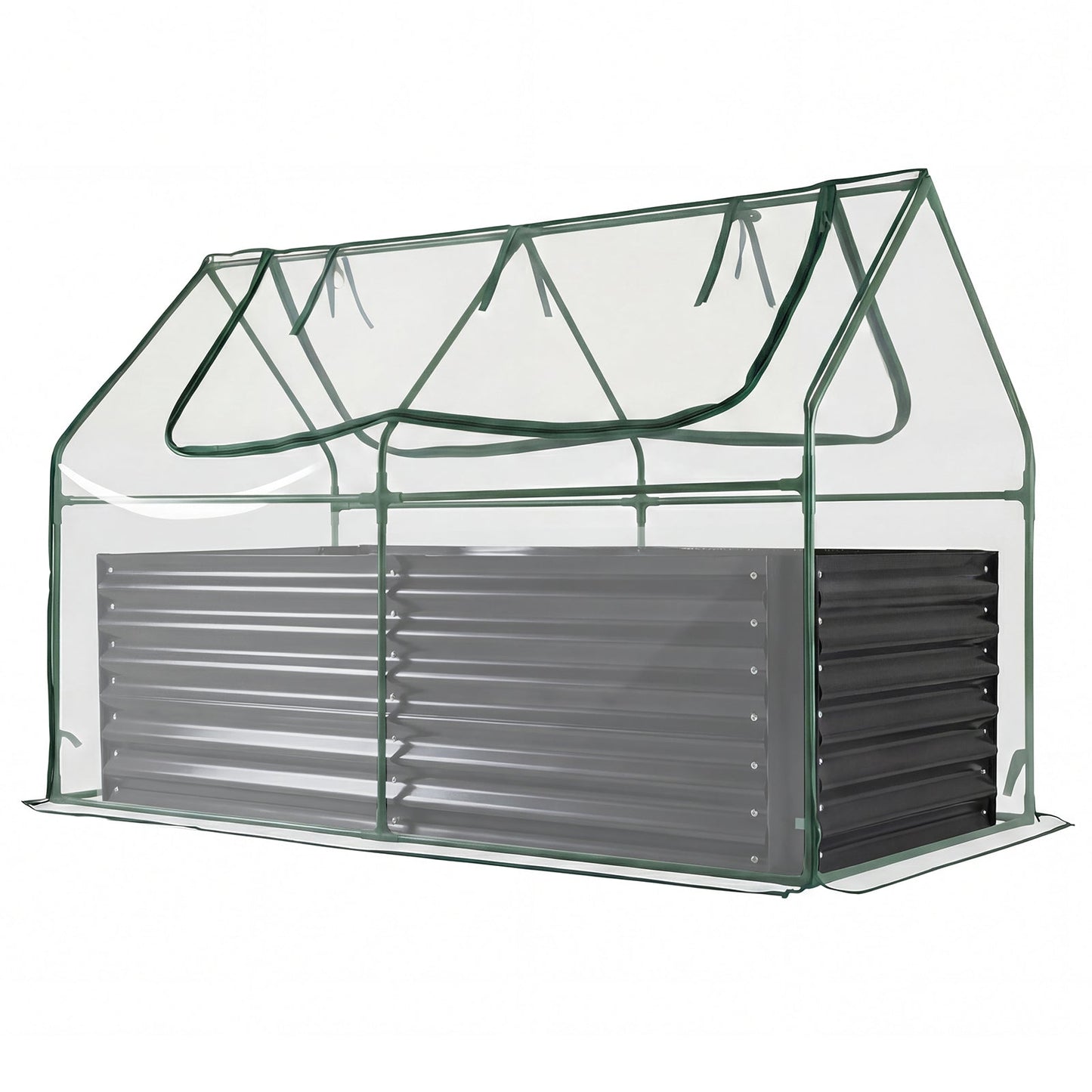 68 x 33 x 21 Inch Galvanized Raised Garden Bed with Cover