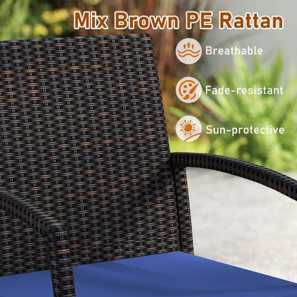 7 Pieces Outdoor Dining Set Acacia Wood Table with Umbrella Hole and Cushions