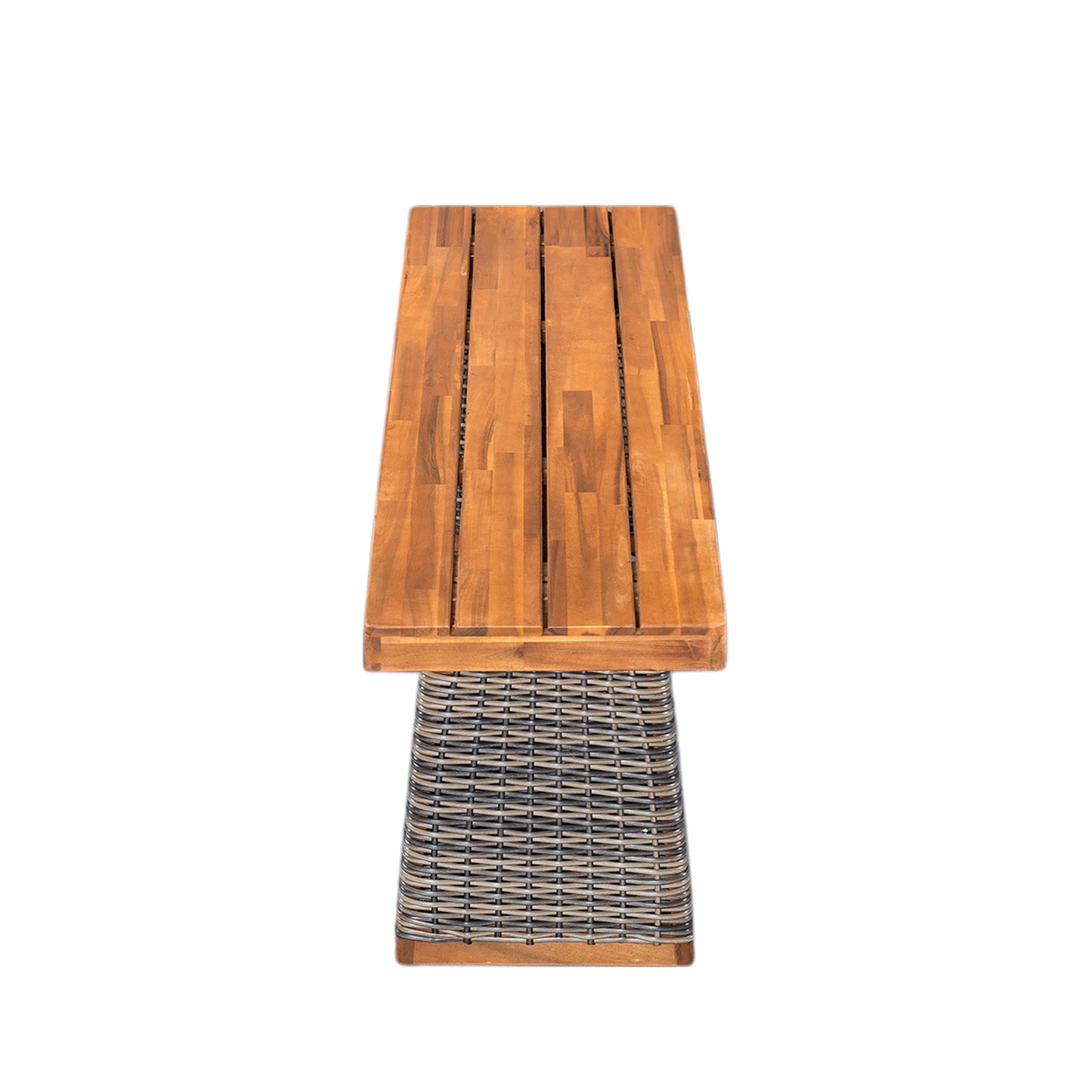 Outdoor 3 Piece Acacia Wood Dining Set with Handwoven Rattan Legs,Grey