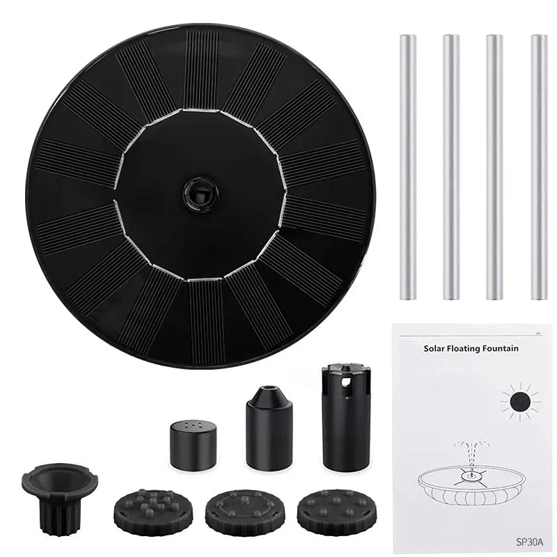Solar Fountain Pump Floating Solar Panel Bird Baths Water Fountain with 4 Nozzles For Garden Outdoor Water Pool Pond Decor