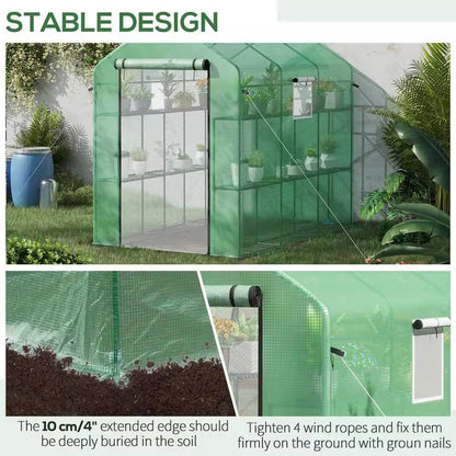 7 ft x 4.7 ft Outdoor Greenhouse with Steel Frame & Green PE Cover