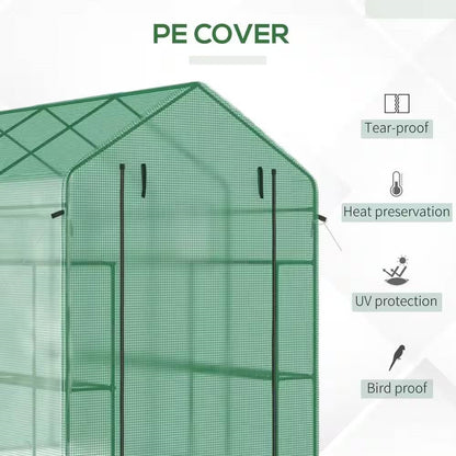 7 ft x 4.7 ft Outdoor Greenhouse with Steel Frame & Green PE Cover