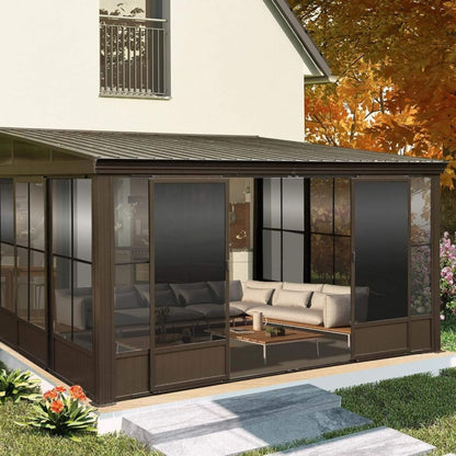 Alora Atrium Wall-Mounted Solarium Sunroom – 10x12 FT | Galvanized Steel Roof