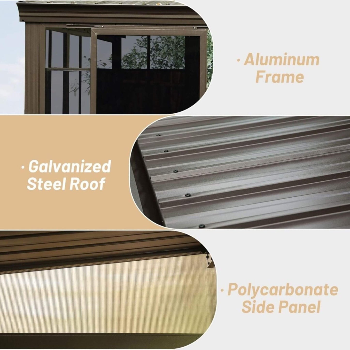 Alora Atrium Wall-Mounted Solarium Sunroom – 10x12 FT | Galvanized Steel Roof