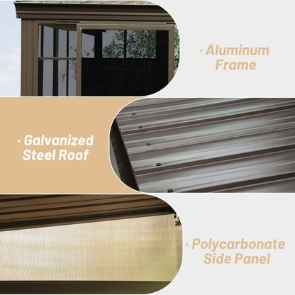 Alora Atrium Wall-Mounted Solarium Sunroom – 10x12 FT | Galvanized Steel Roof