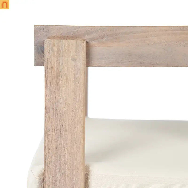 Outdoor Dining Chair Acacia Wood Barrel Cream Cushion Set of 2