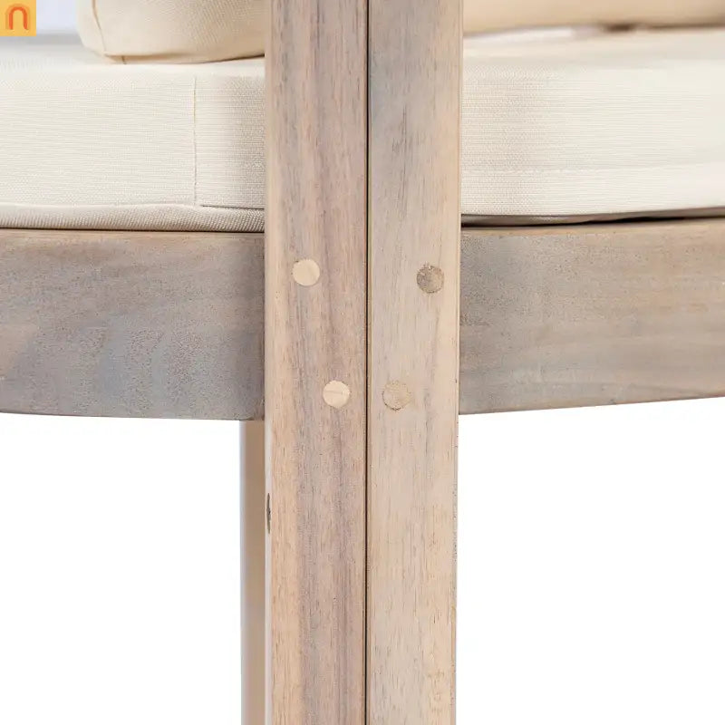 Outdoor Dining Chair Acacia Wood Barrel Cream Cushion Set of 2