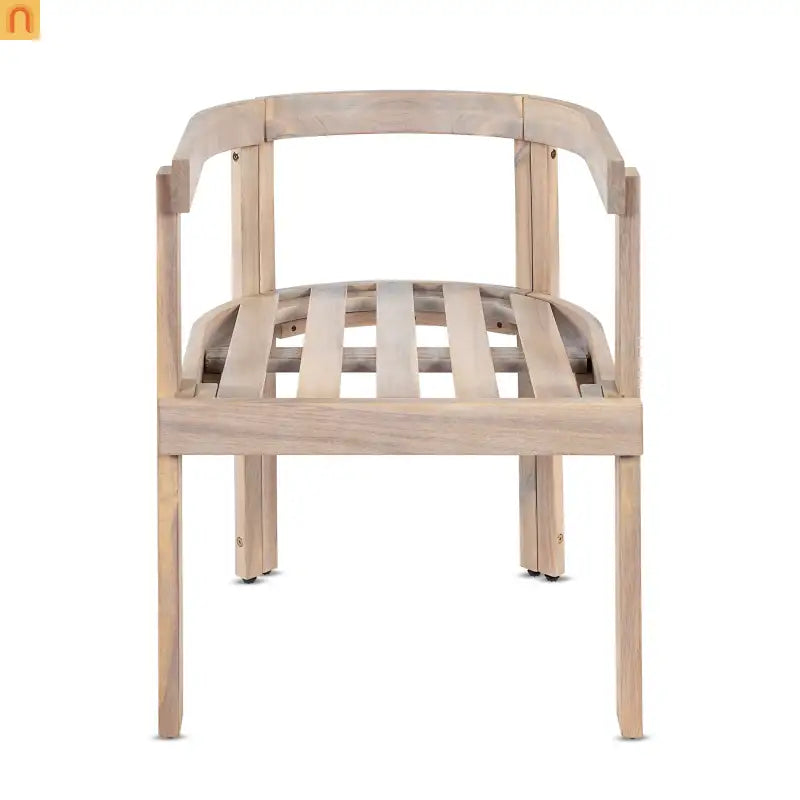 Outdoor Dining Chair Acacia Wood Barrel Cream Cushion Set of 2