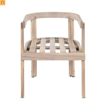 Outdoor Dining Chair Acacia Wood Barrel Cream Cushion Set of 2