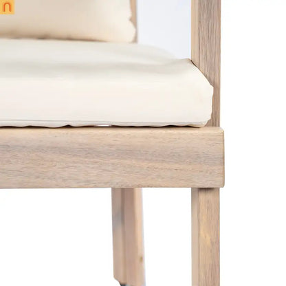 Outdoor Dining Chair Acacia Wood Barrel Cream Cushion Set of 2