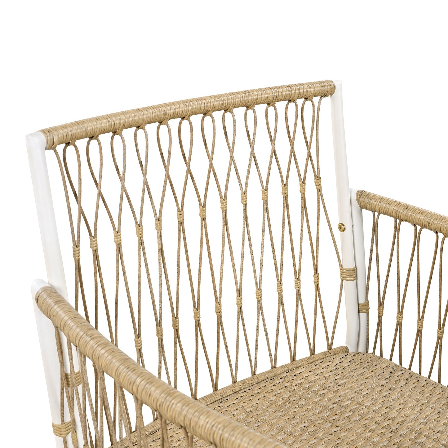 Outdoor Dining Set Acacia Wood PE Wicker Armchair 7 Piece Seats 6