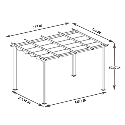 Alora 10x13 FT Outdoor Patio Pergola with Canopy & Retractable Sun Shades – Beige