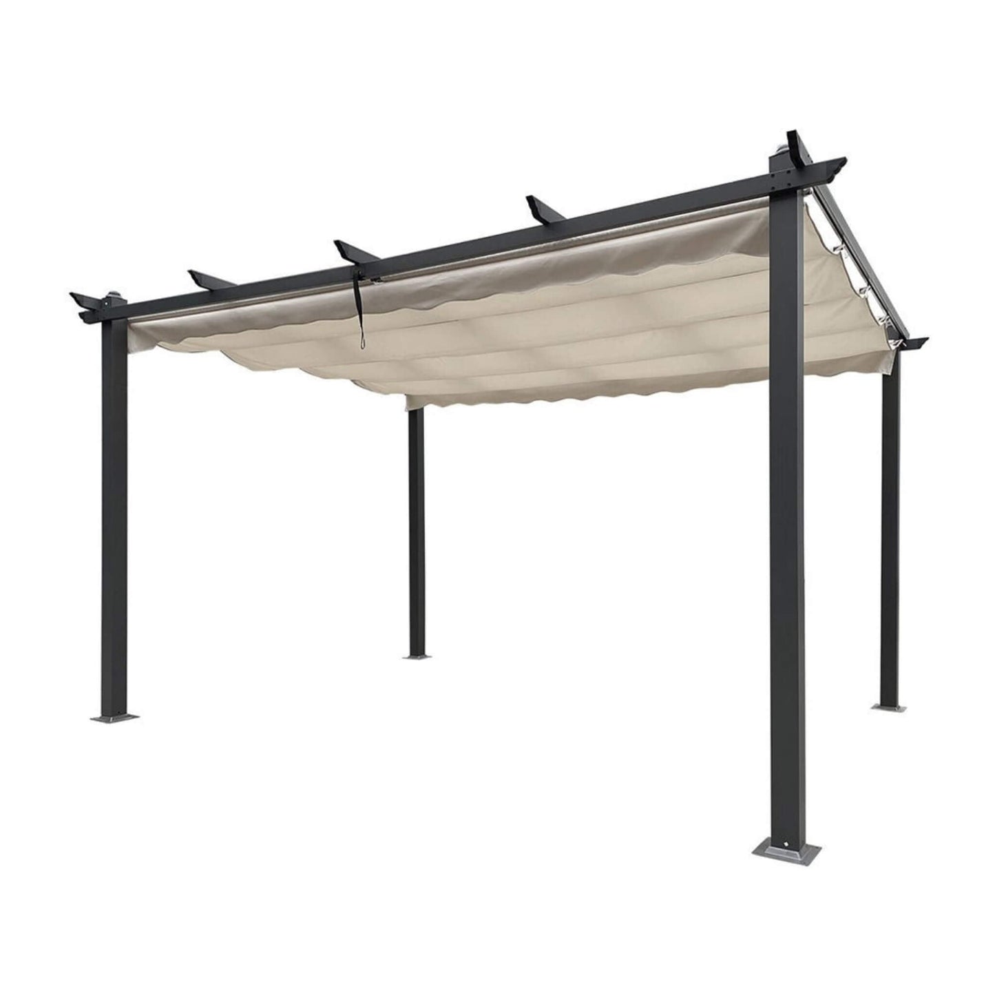 Alora 10x13 FT Outdoor Patio Pergola with Canopy & Retractable Sun Shades – Beige