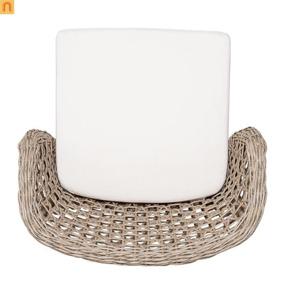 Outdoor Dining Set Acacia Wood Wicker Chair Teak Beige Cushion 5 Piece