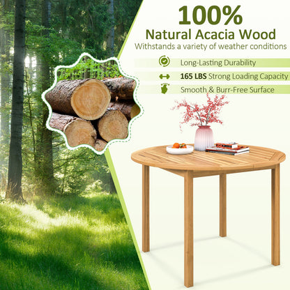 5-Piece Outdoor Acacia Wood Dining Set – Round Patio Table & Metal Chairs with Cushions